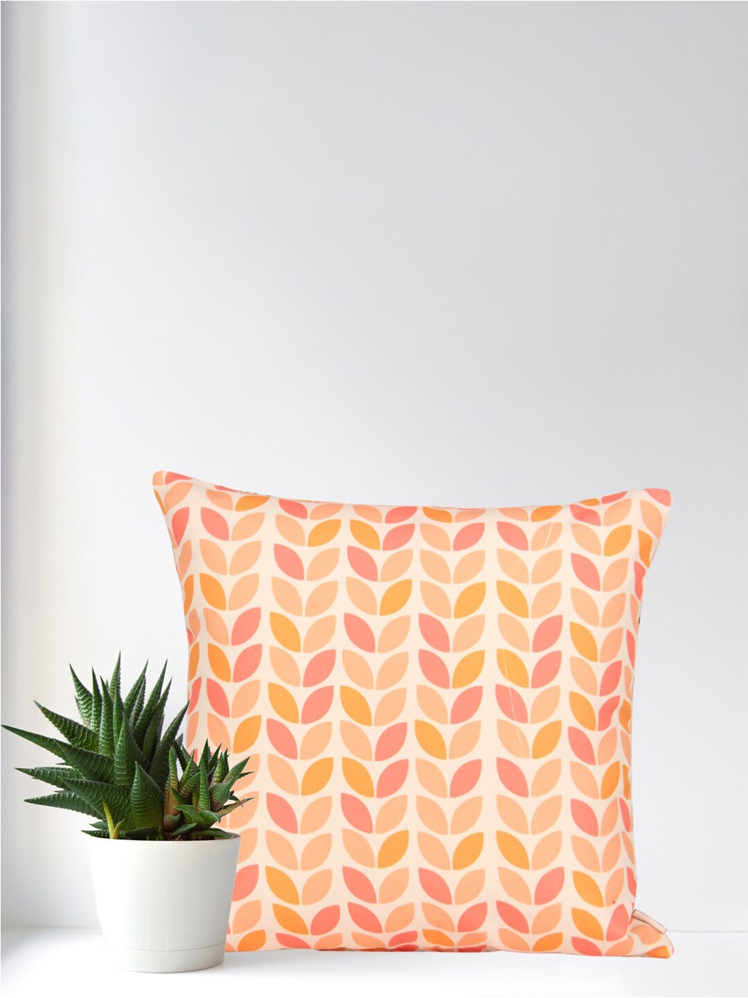 

Home Orange & Yellow Floral Printed Square Cushion Cover