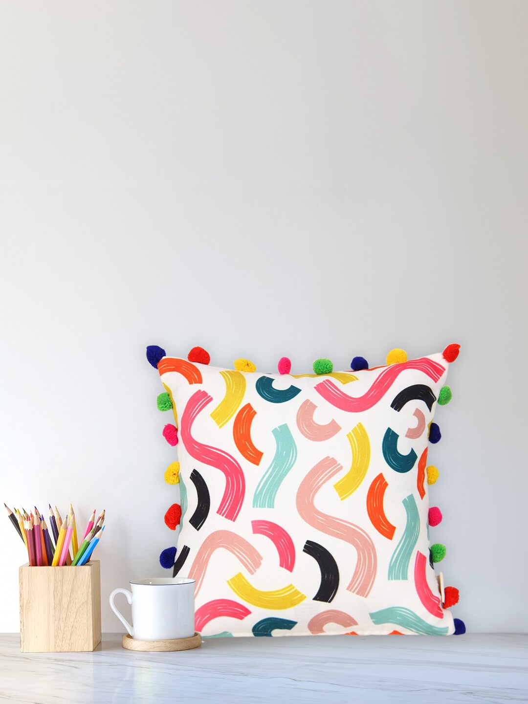 

Home White & Red Abstract Square Cushion Cover