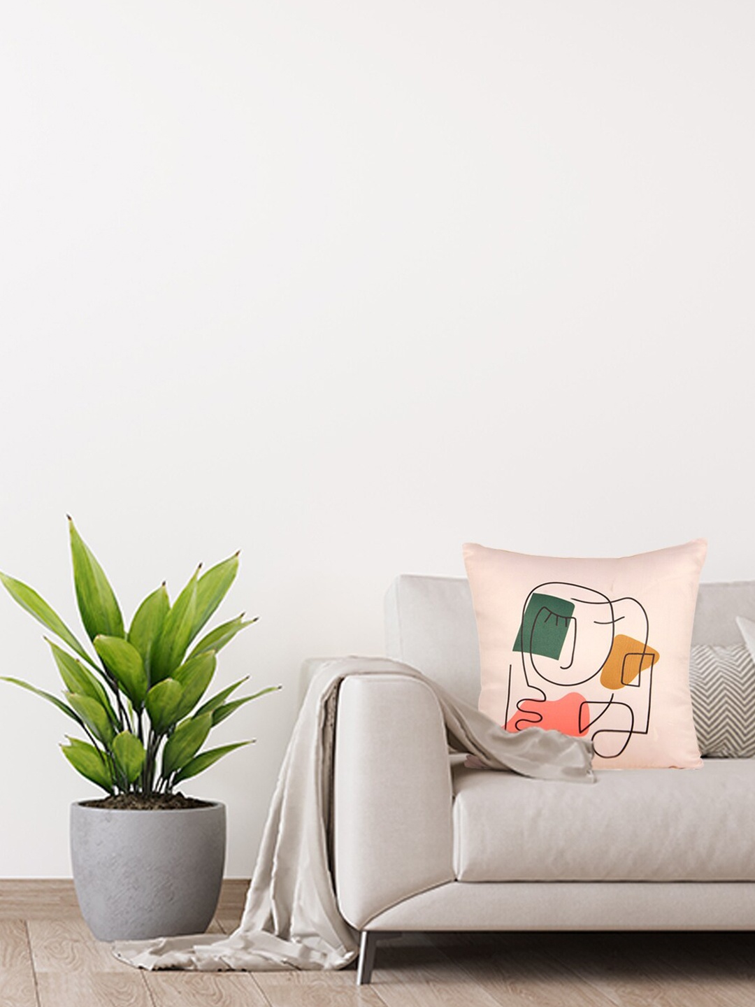 

Home Pink & Beige Abstract Streaks Faces Printed Square Cushion Covers