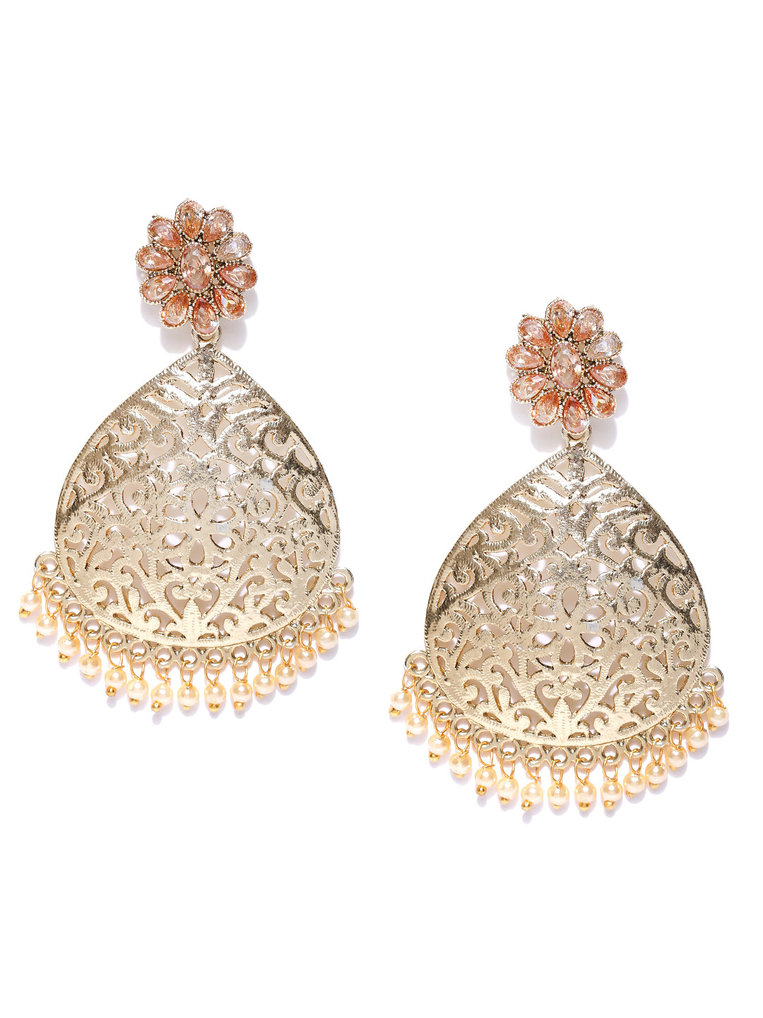 

Zaveri Pearls Gold-Toned Teardrop-Shaped Drop Earrings