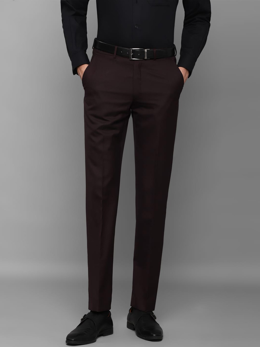 

Luxure by Louis Philippe Men Maroon Slim Fit Formal Trousers