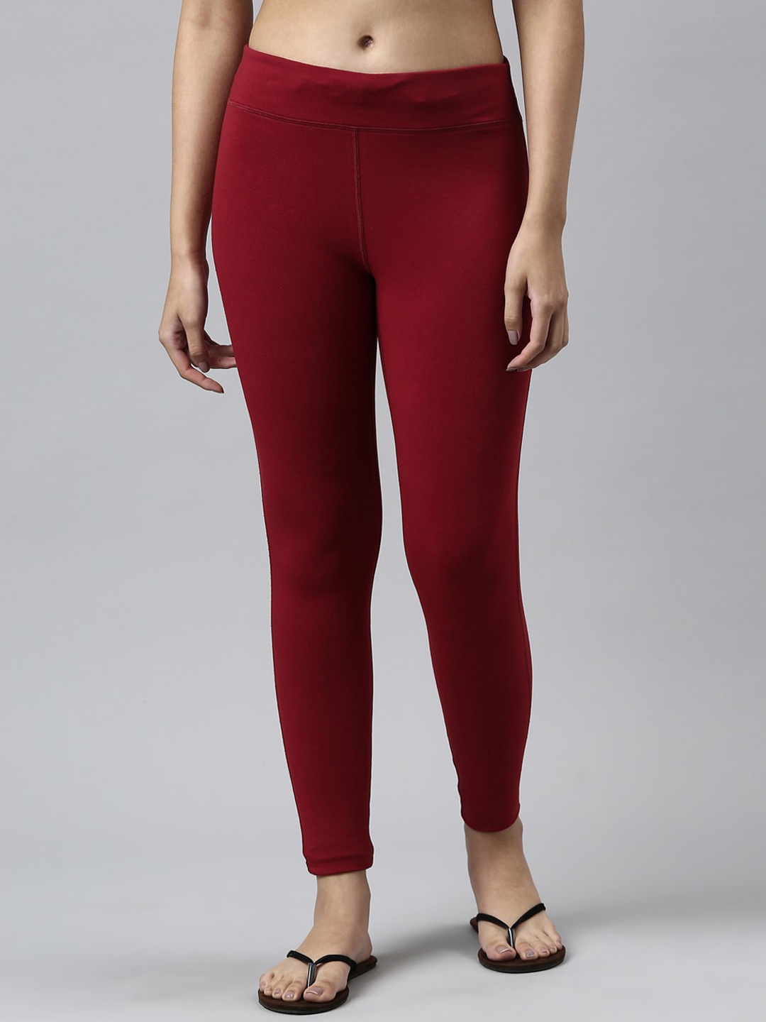 

Enamor Women Mid Rise Slim Fit Leggings, Maroon