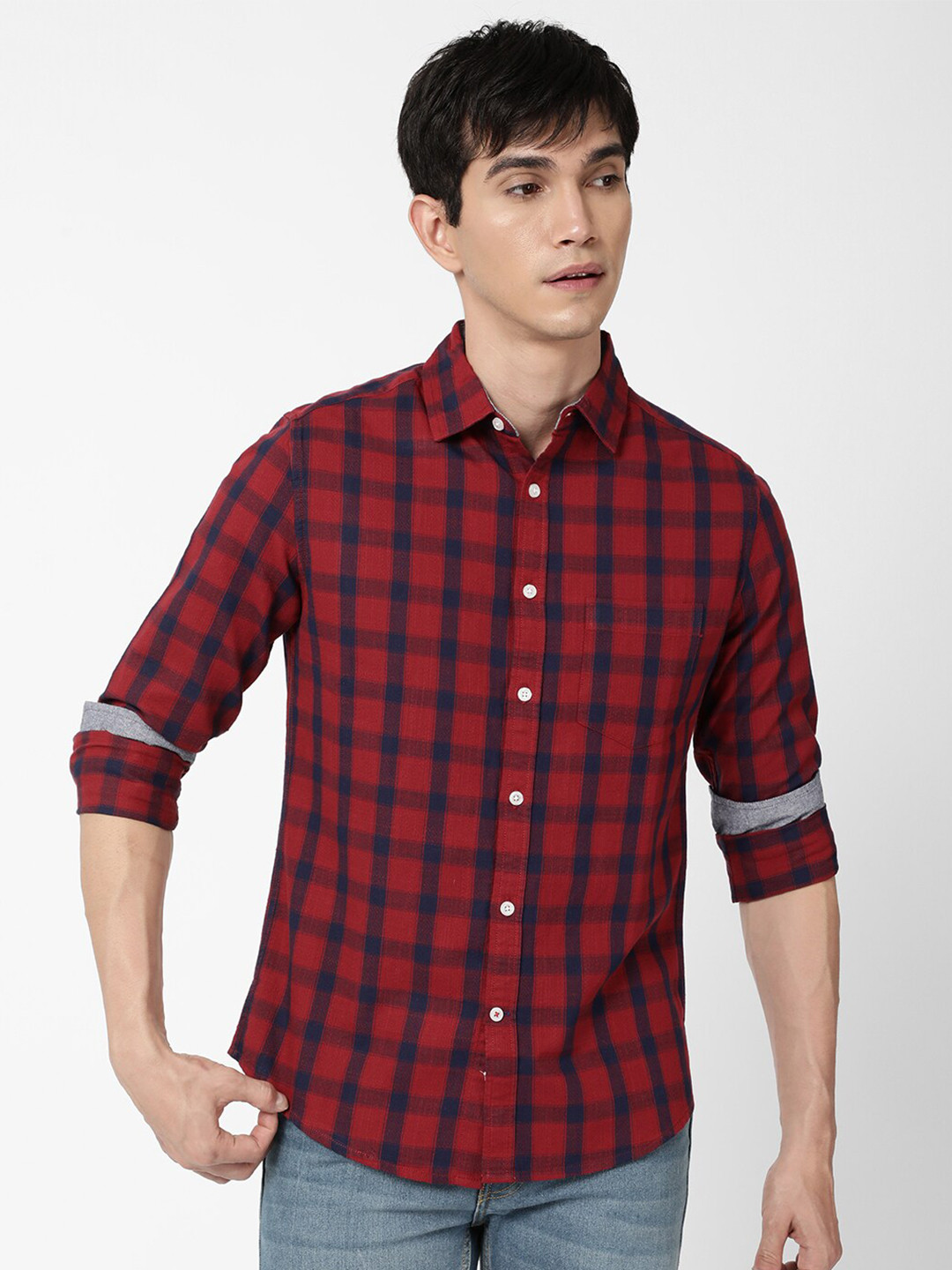 

VASTRADO Men Red Comfort Tartan Checked Casual Shirt