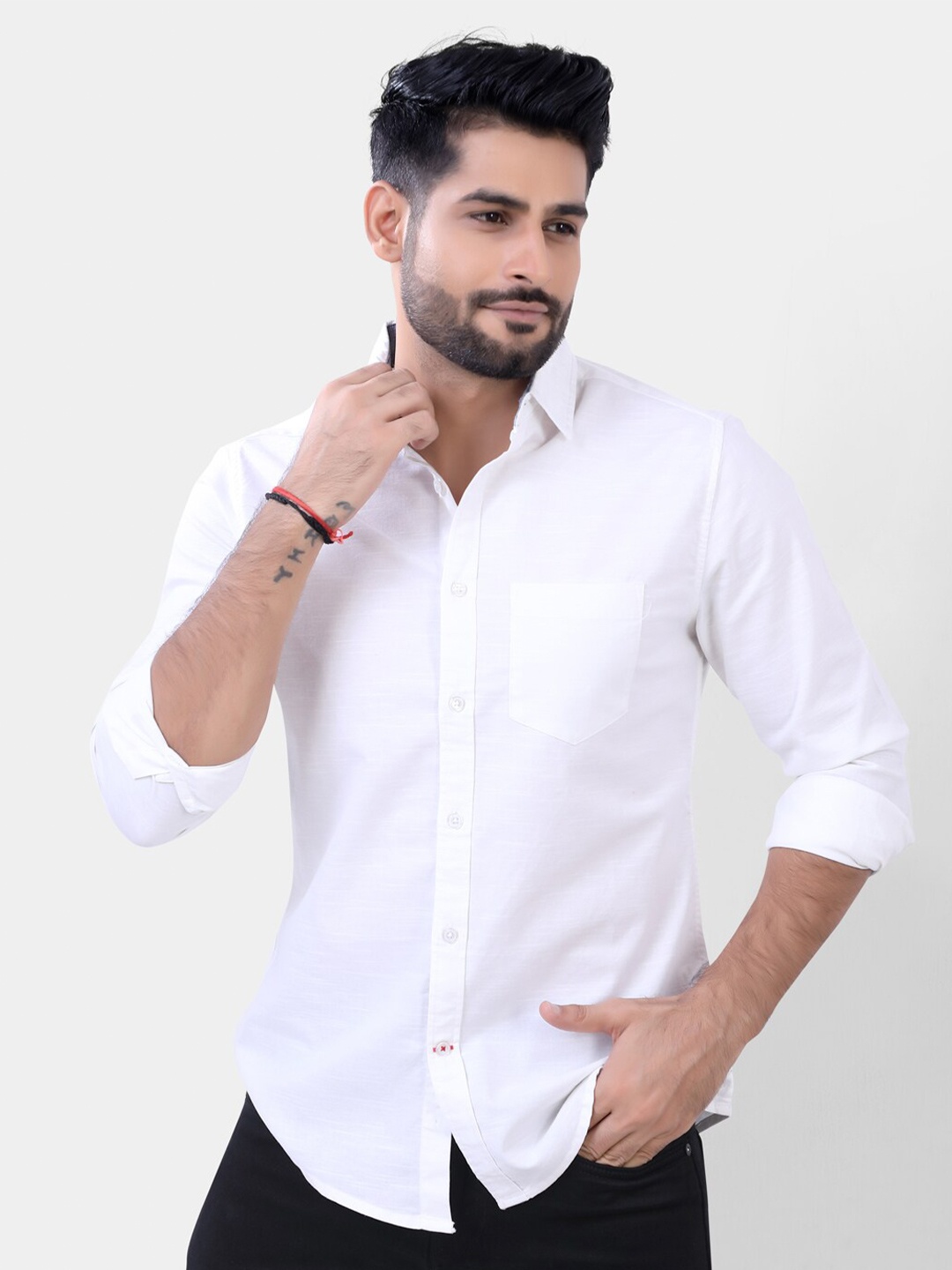 

VASTRADO Men White Comfort Casual Cotton Shirt