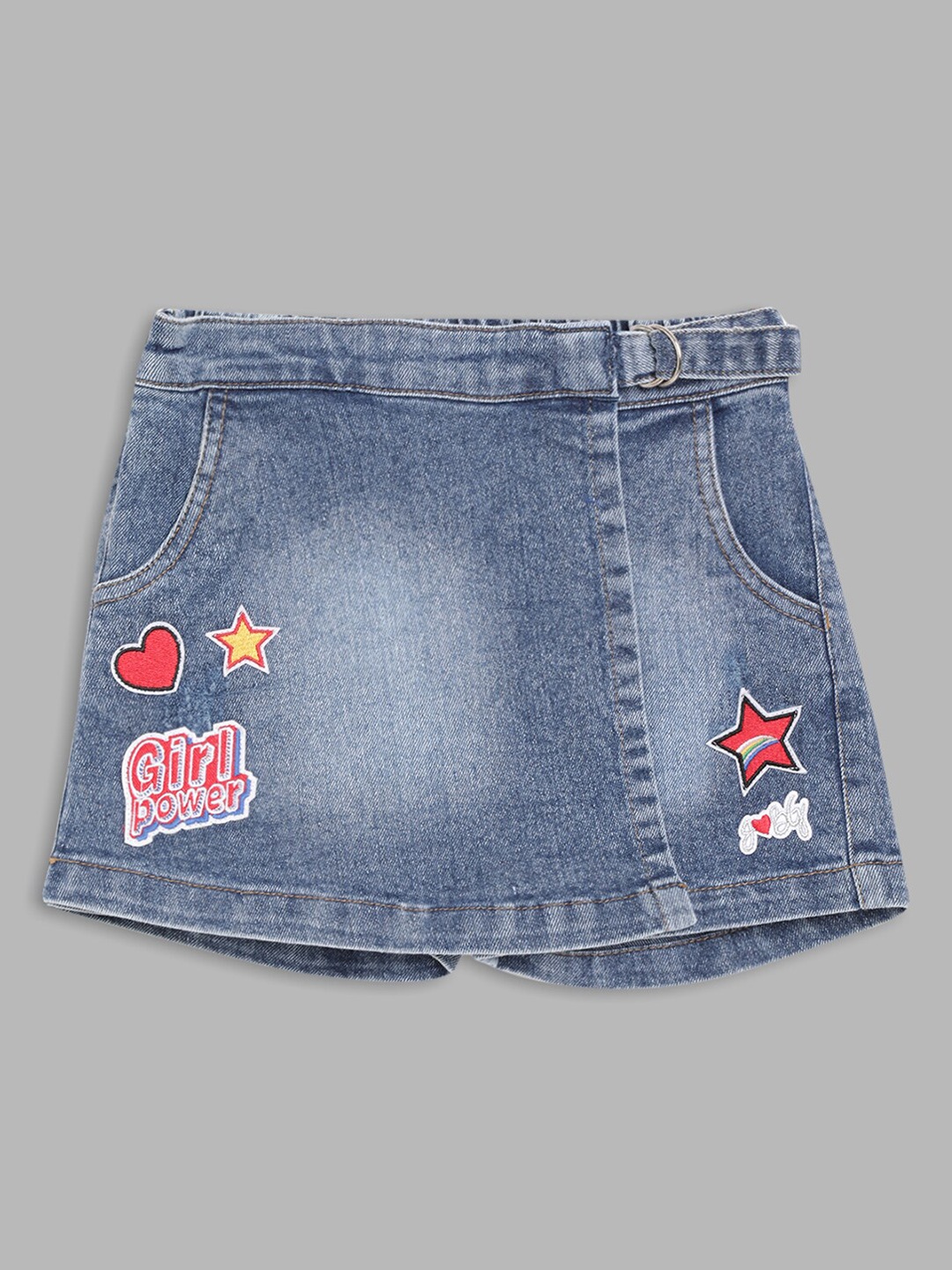 

Blue Giraffe Girls Blue Solid A-Line Denim Skirt