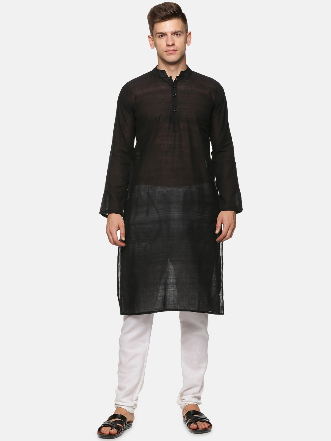 

PAROKSH Men Black Solid Cotton Kurta