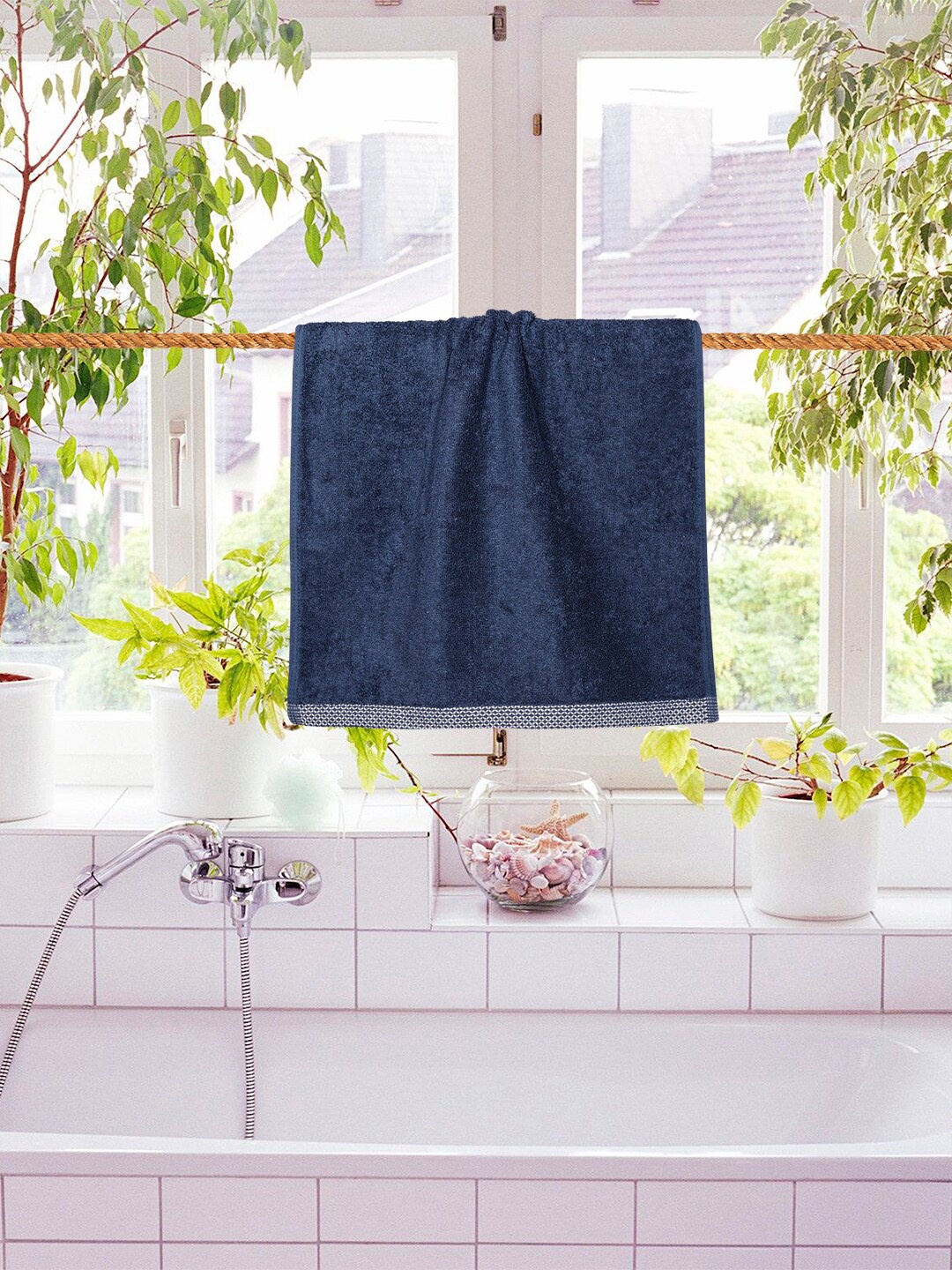 

RANGOLI Pure Cotton Hand Towels, Blue