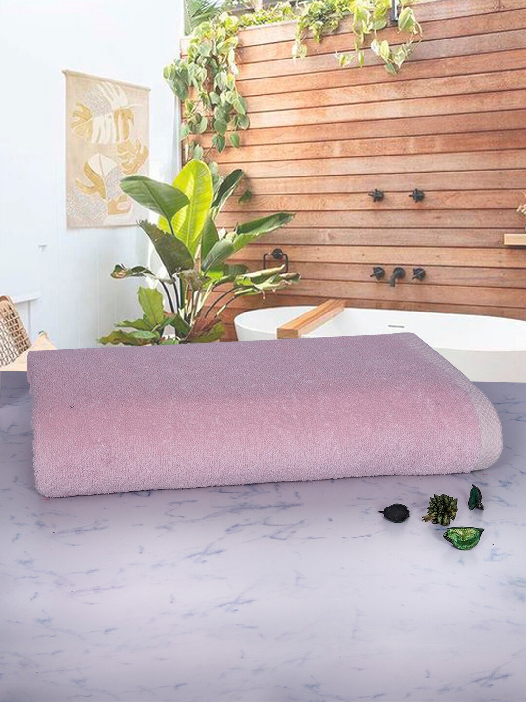 

RANGOLI Pink Solid 600 GSM Organic Bamboo Bath Towel