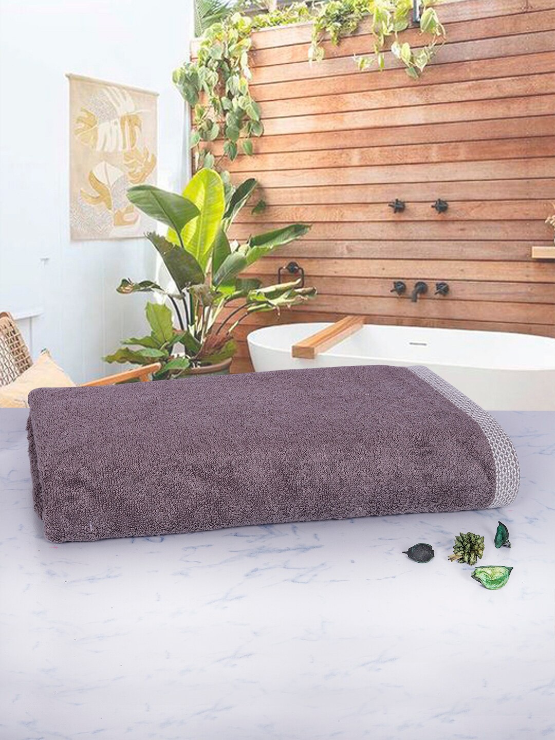 

RANGOLI Brown Solid 600 GSM Organic Bamboo Bath Towel
