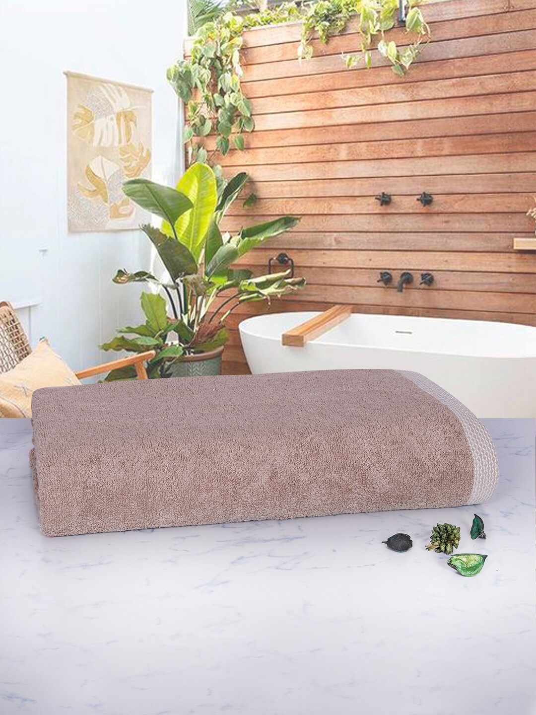

RANGOLI Beige Solid 600 GSM Pure Bamboo Bath Towel