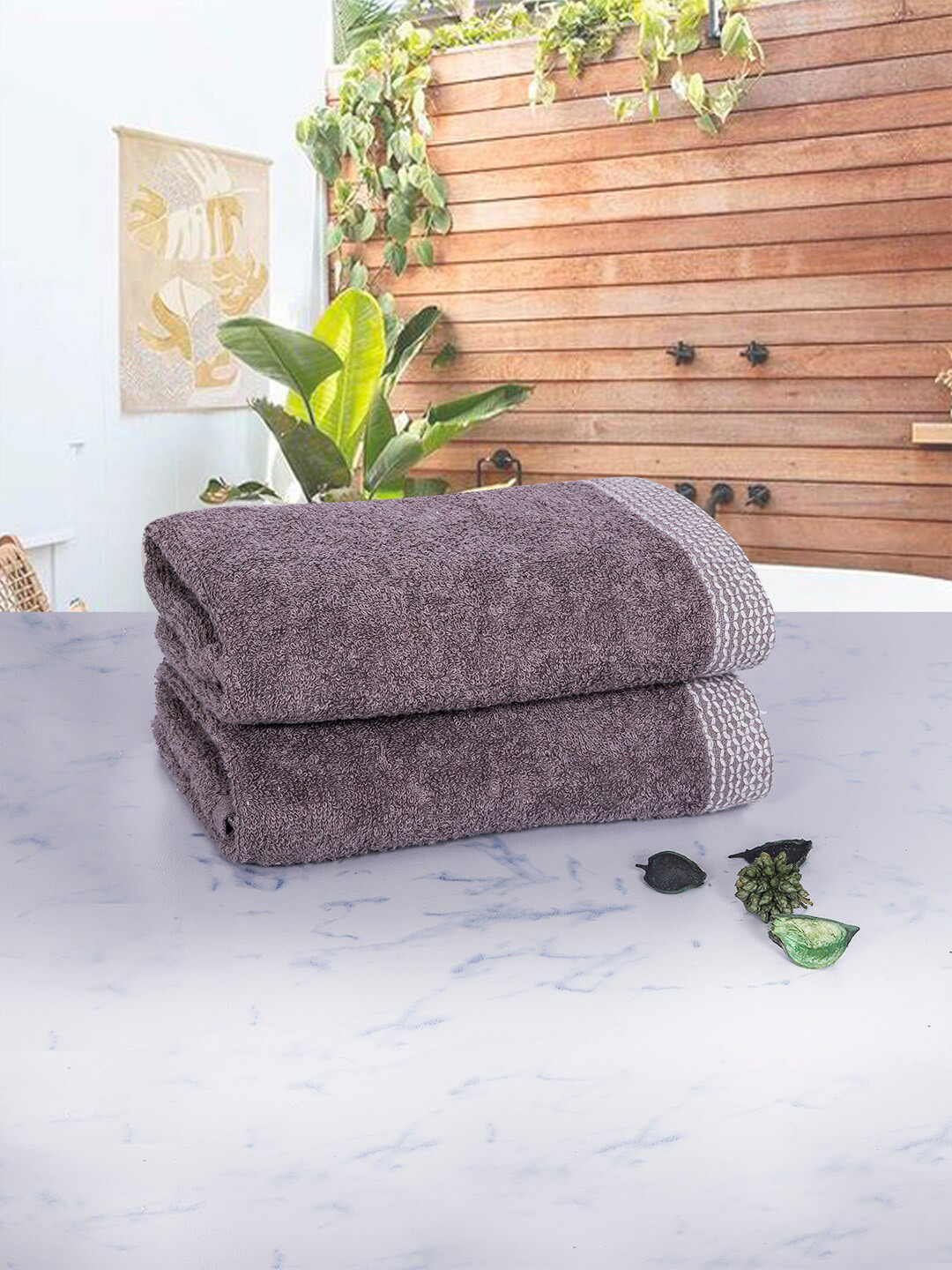 

RANGOLI Pure Cotton Hand Towels, Grey