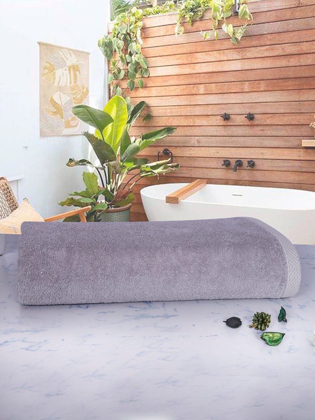 

RANGOLI Grey Solid Solid 600 GSM Organic Cotton Bath Towel