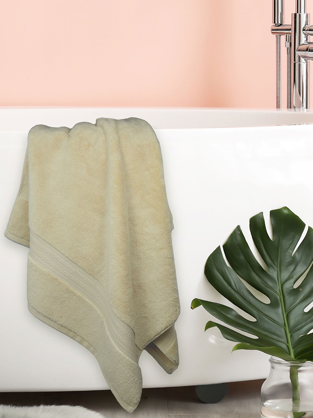 

MYTRIDENT Beige Self Design 600 GSM Cotton Bath Towel