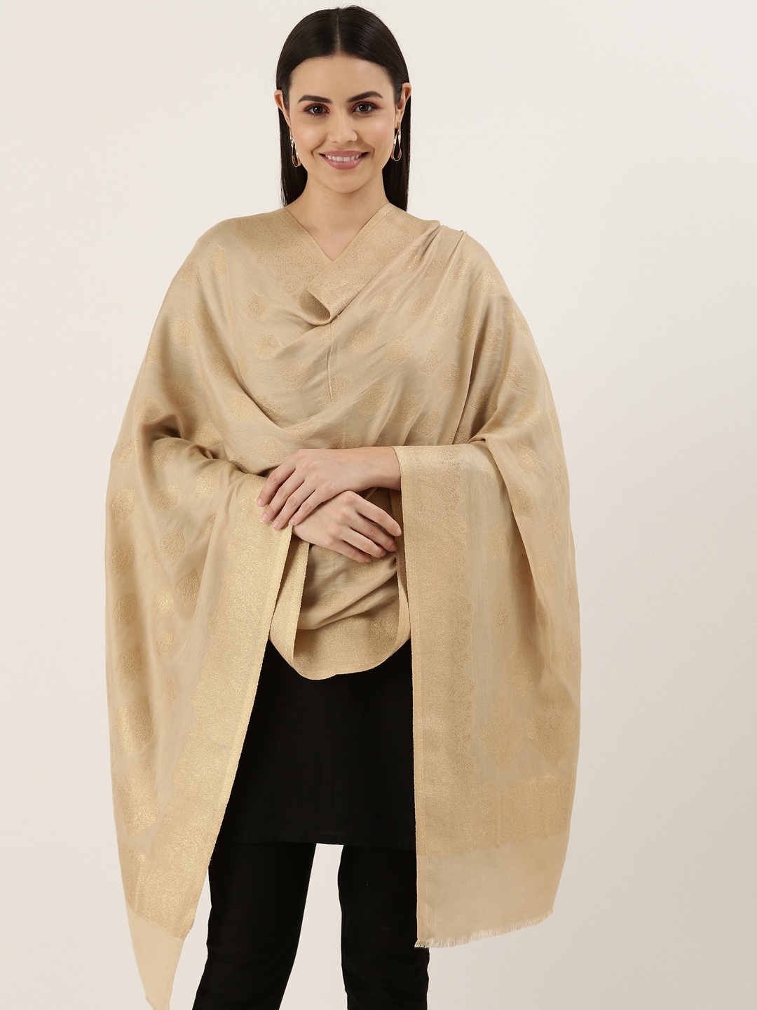 

Pashmoda Women Beige Zari Shawl