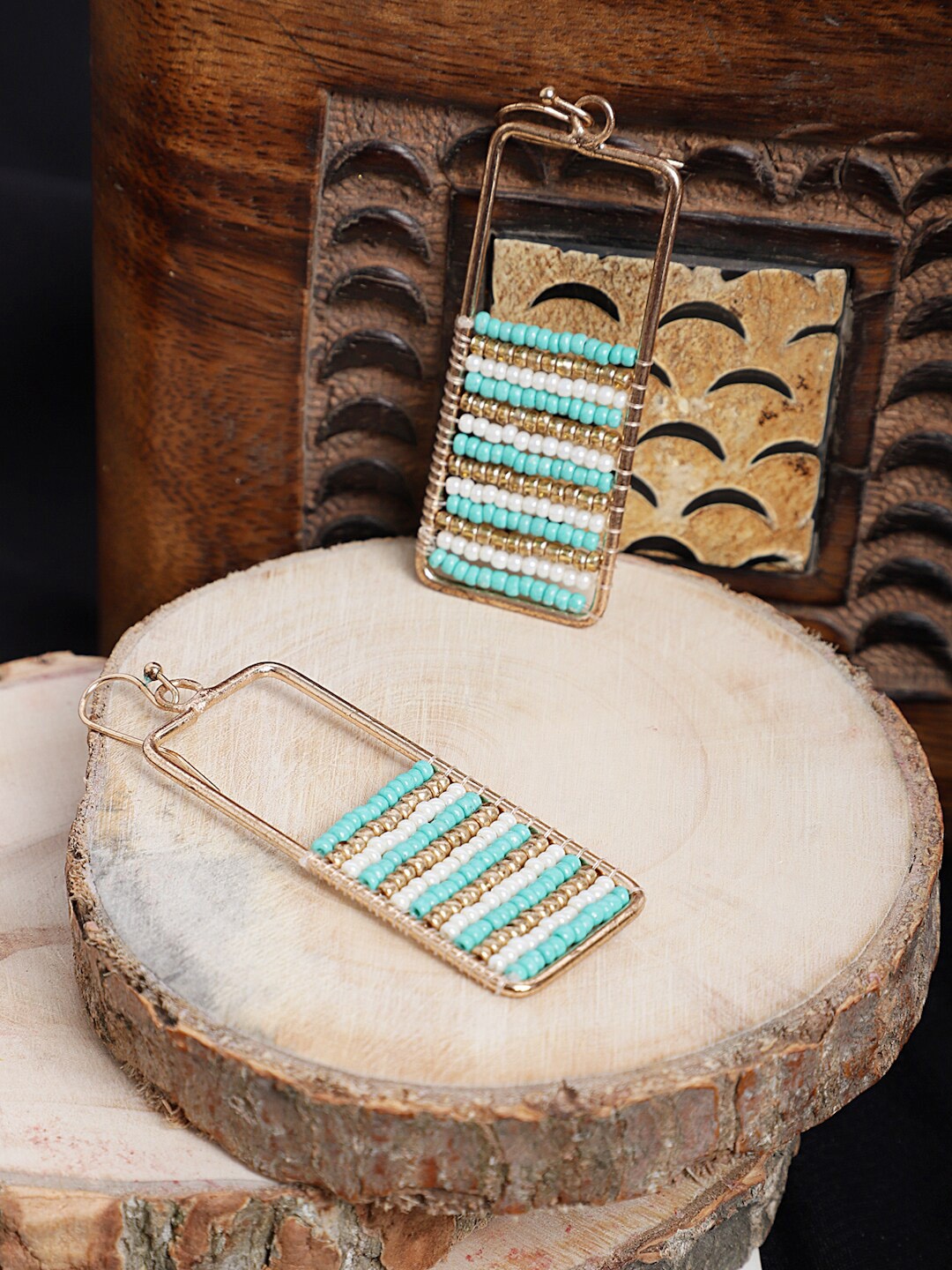 

Madame Rose Gold & Green Contemporary Drop Earrings