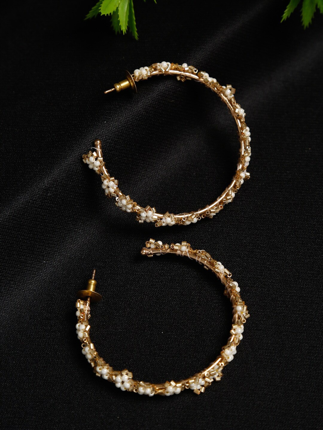 

Madame Rose Gold Plated & White Contemporary Half Hoop Earrings