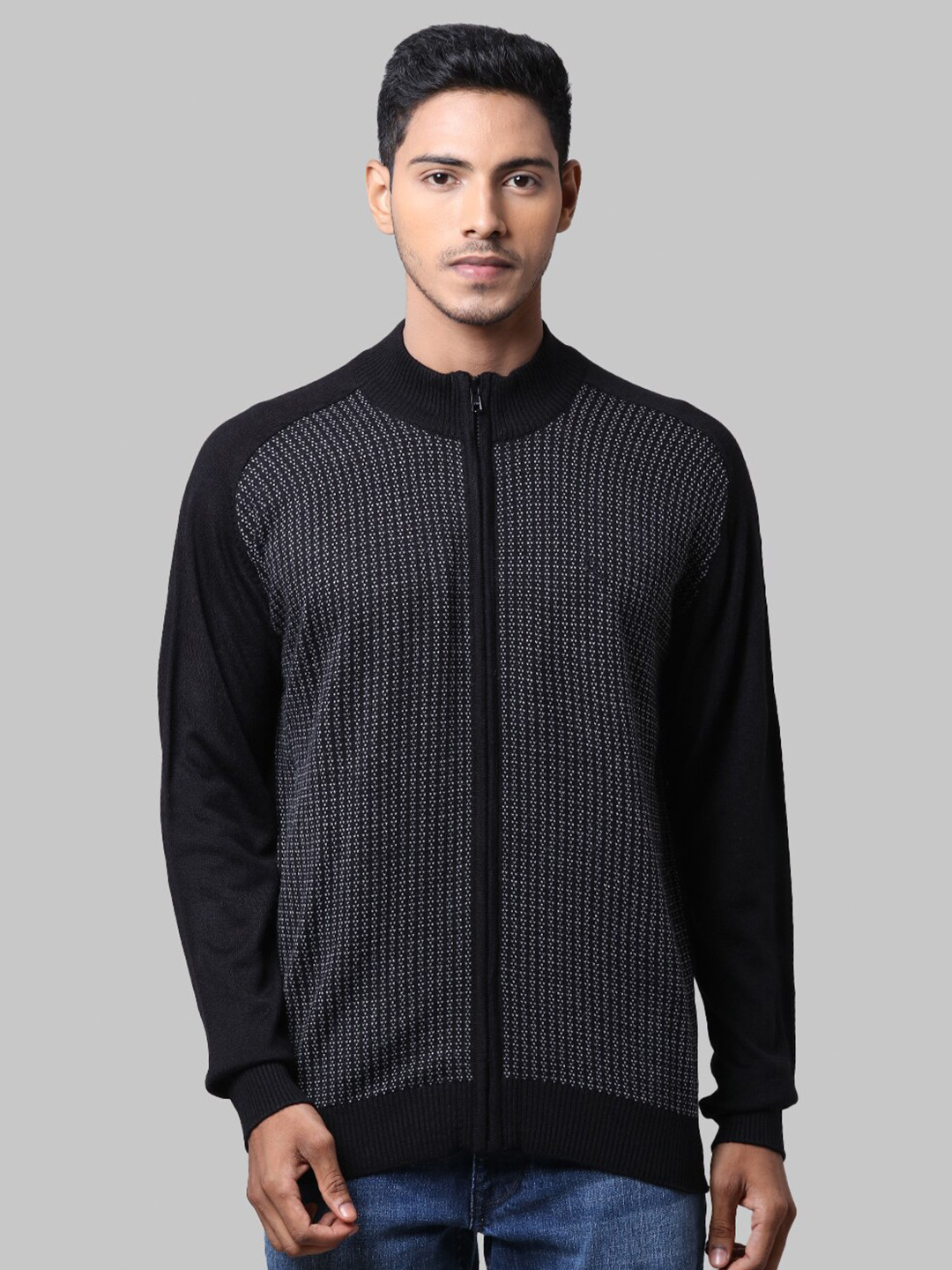 

Parx Men Black Self Design Pullover