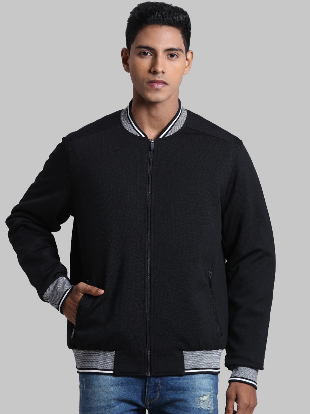 

Parx Men Black Solid Open Front Jacket