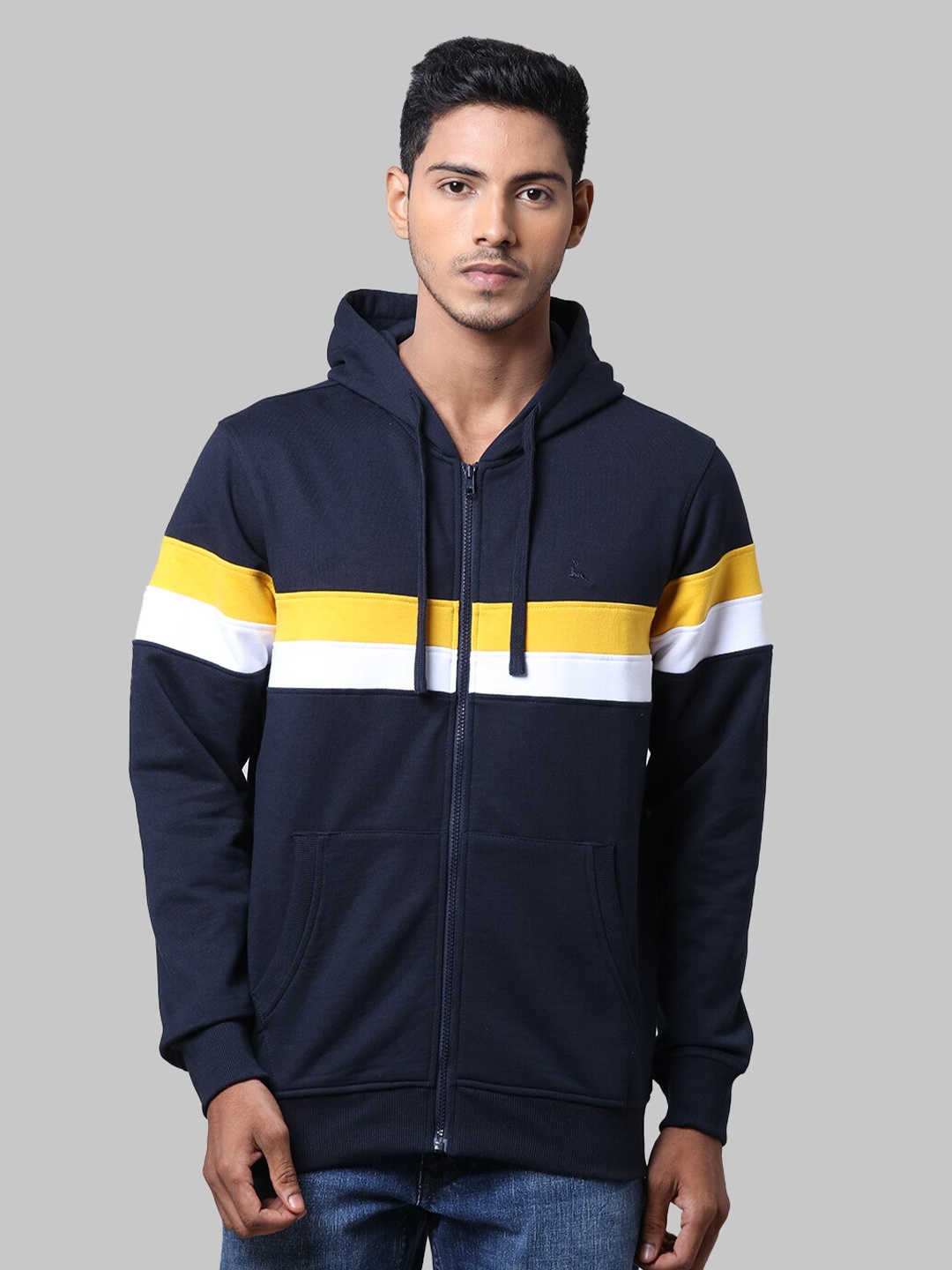 

Parx Men Navy Blue Colourblocked Sweatshirt