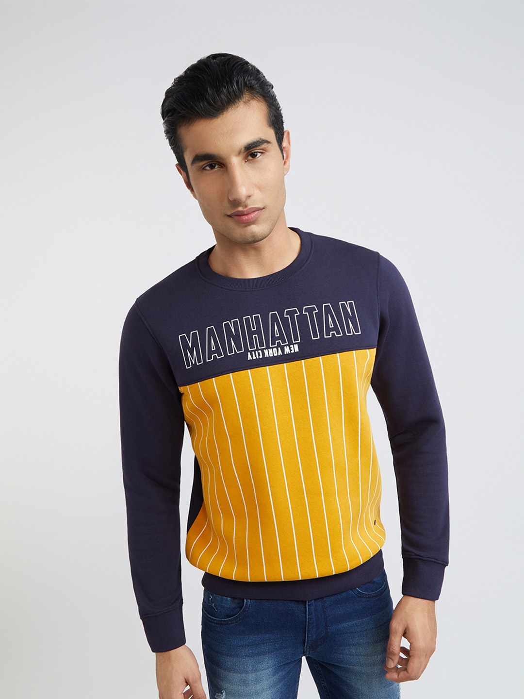 

Parx Men Blue Striped Sweatshirt