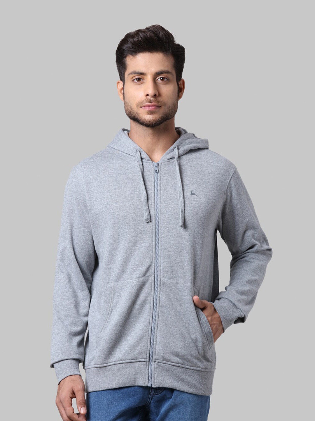 

Parx Men Grey Hooded Sweatshirt