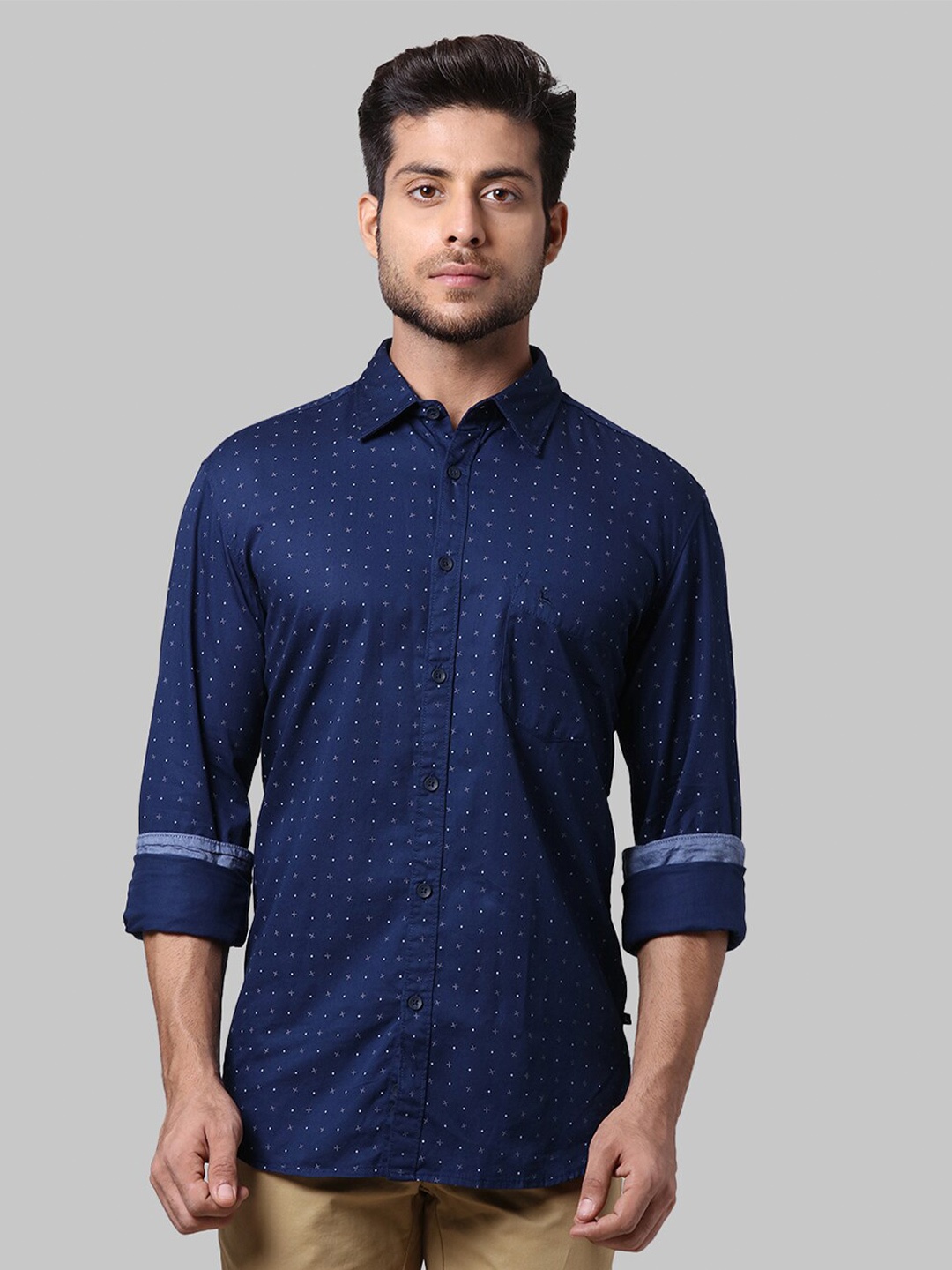 

Parx Men Navy Blue Slim Fit Printed Casual Shirt