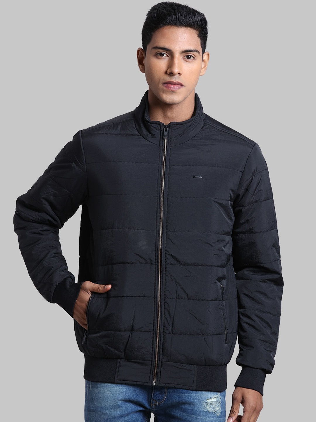 Parx Men Black Solid Padded Jacket - buy at the price of $23.00 in ...