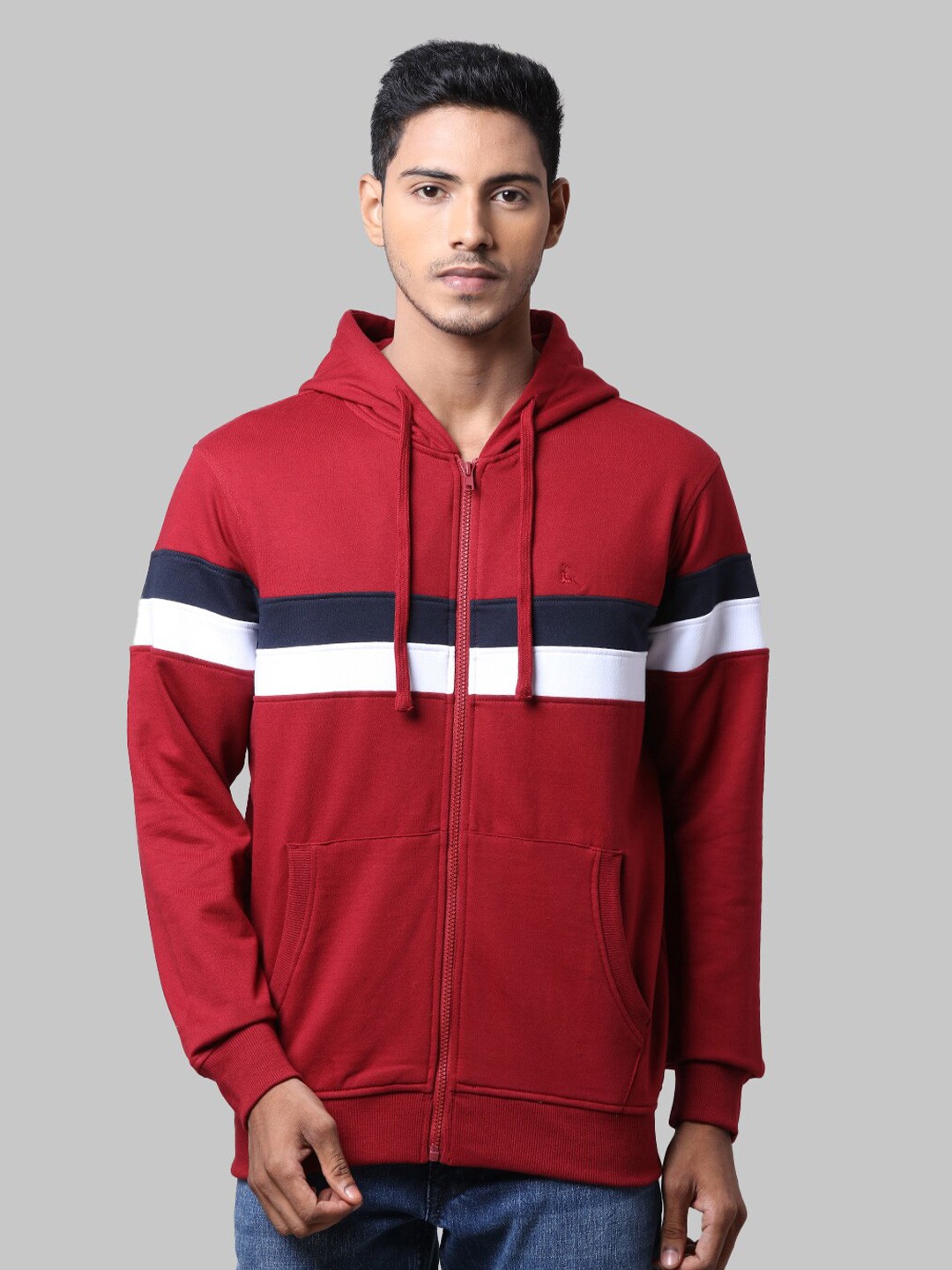 

Parx Men Maroon Hooded Sweatshirt