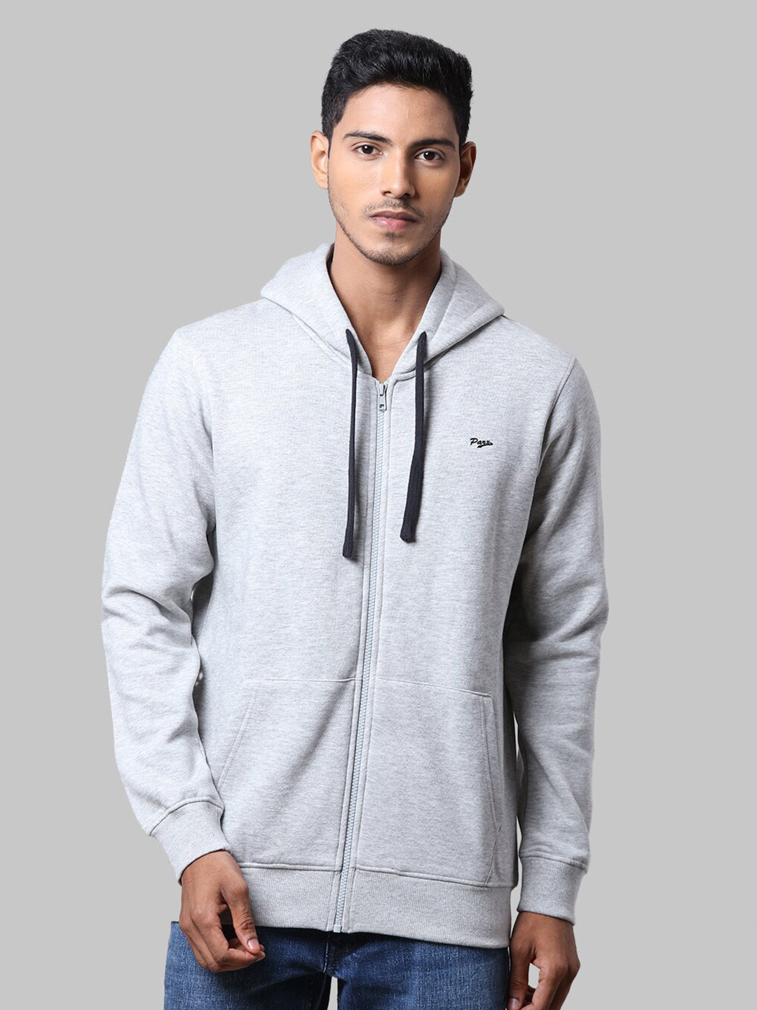 

Parx Men Grey Hooded Sweatshirt