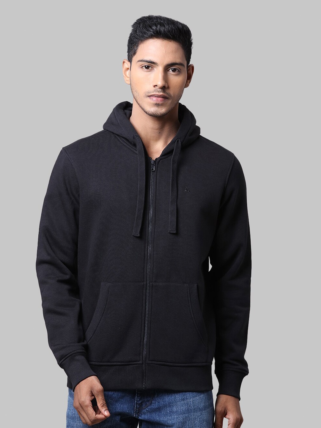

Parx Men Black Hooded Sweatshirt