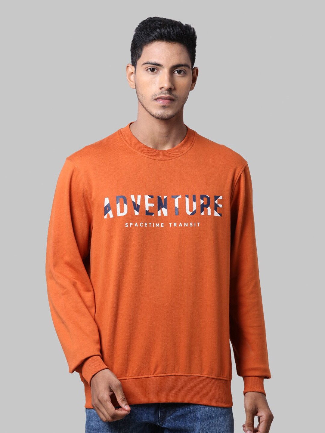 

Parx Men Orange Printed Sweatshirt