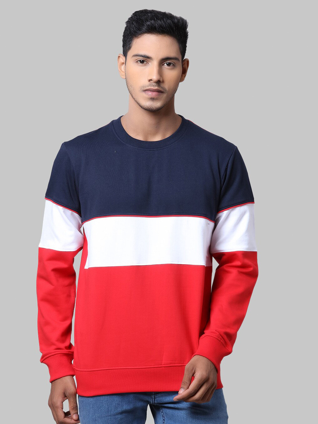 

Parx Men Red Colourblocked Sweatshirt