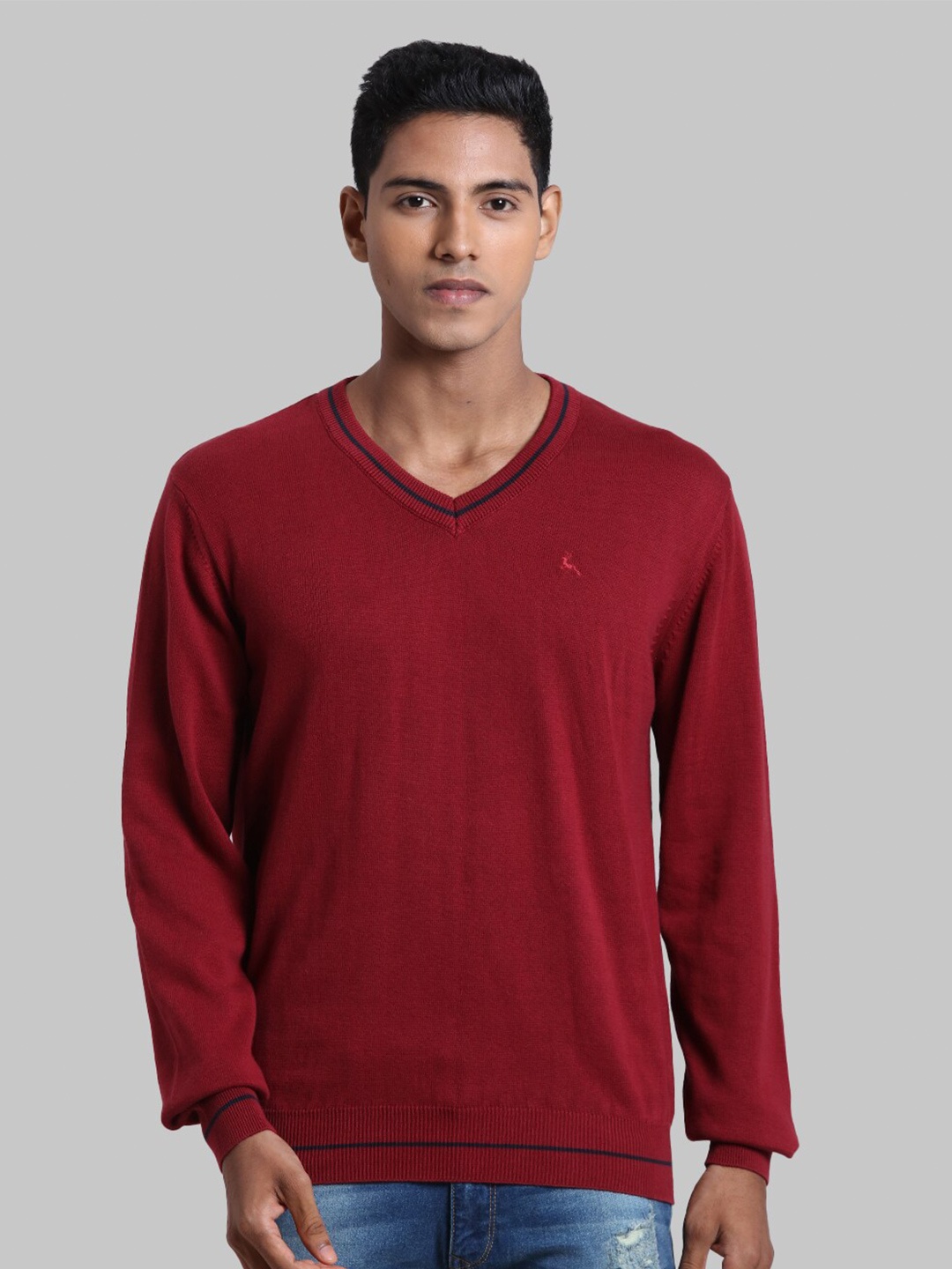 

Parx Men Red Solid Pullover Sweater
