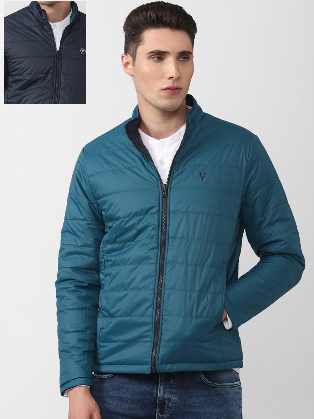 

Van Heusen Sport Men Navy Blue Reversible Padded Jacket