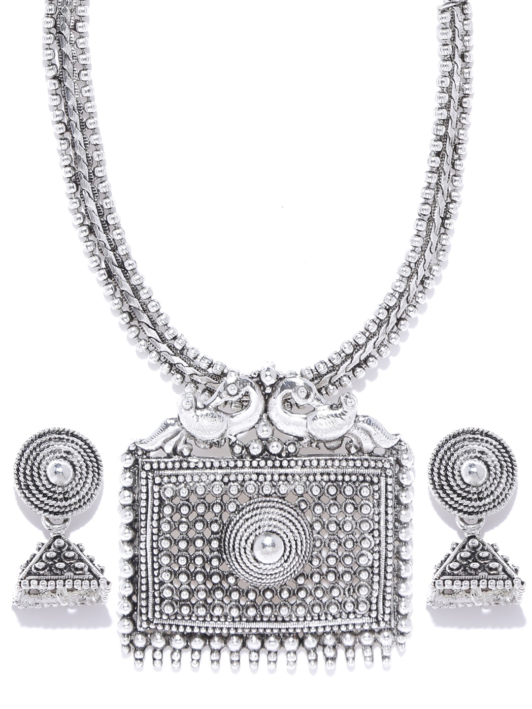 

Zaveri Pearls Oxidised Silver-Toned Jewellery Set