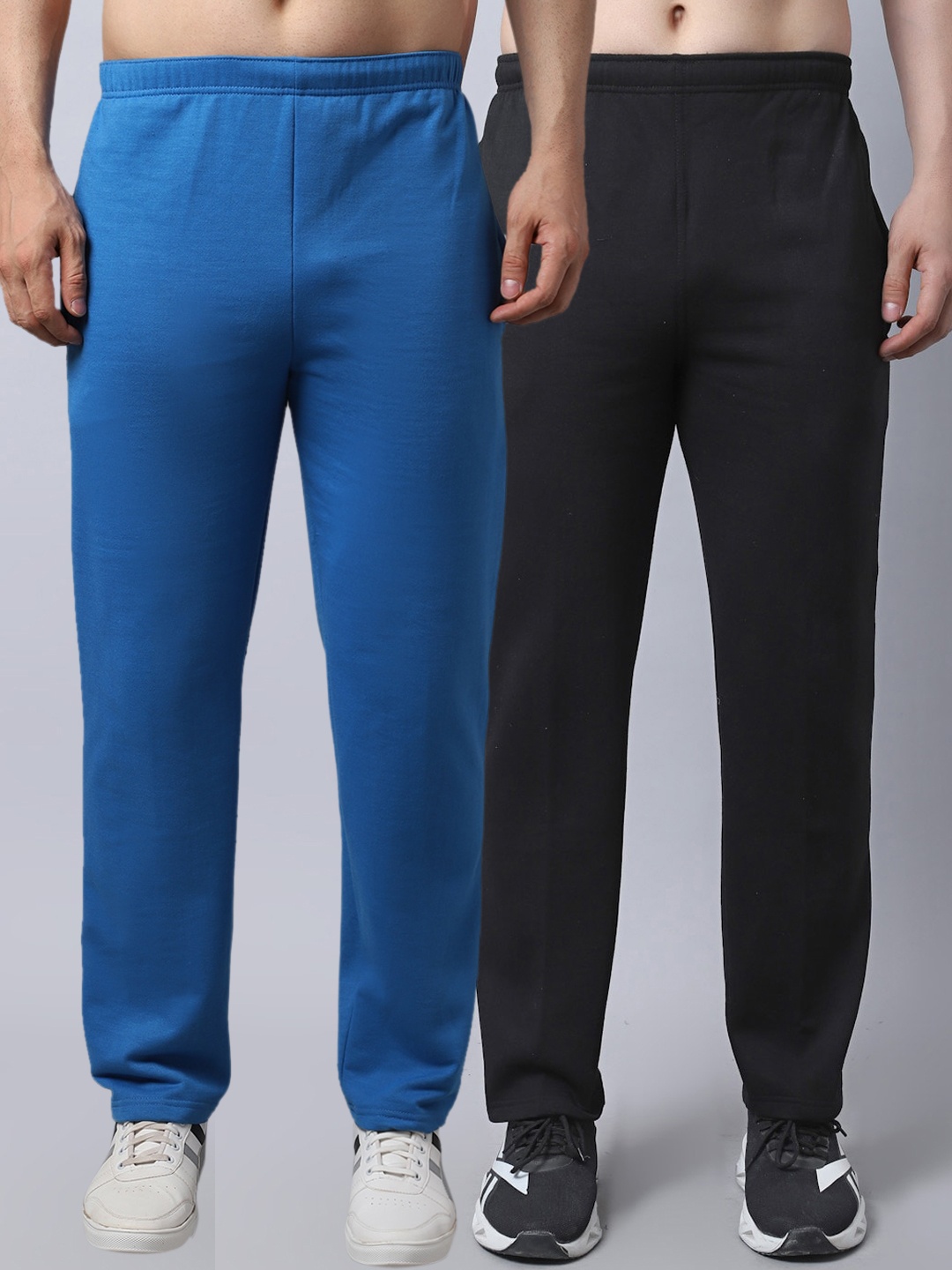 

MACK JONNEY Men Pack Of 2 Solid Pure-Cotton Track Pants, Blue