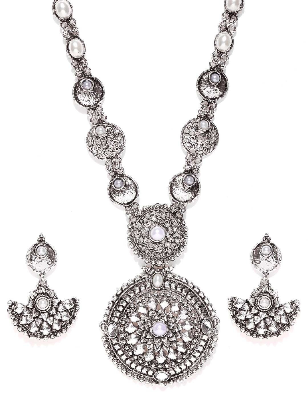 

Zaveri Pearls Oxidised Silver-Toned Jewellery Set