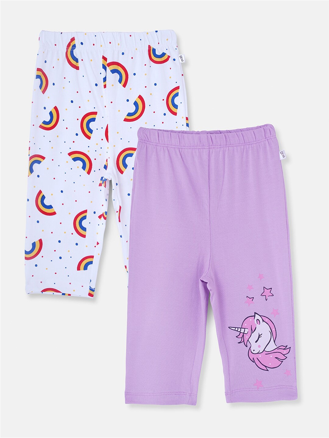 

You Got Plan B Girls Pack Of 2 White & Lavender Printed Capris