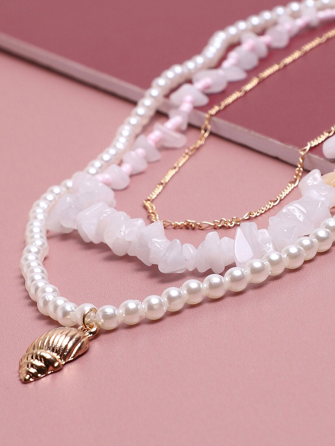 

SOHI Gold-Toned & White Gold-Plated Layered Necklace