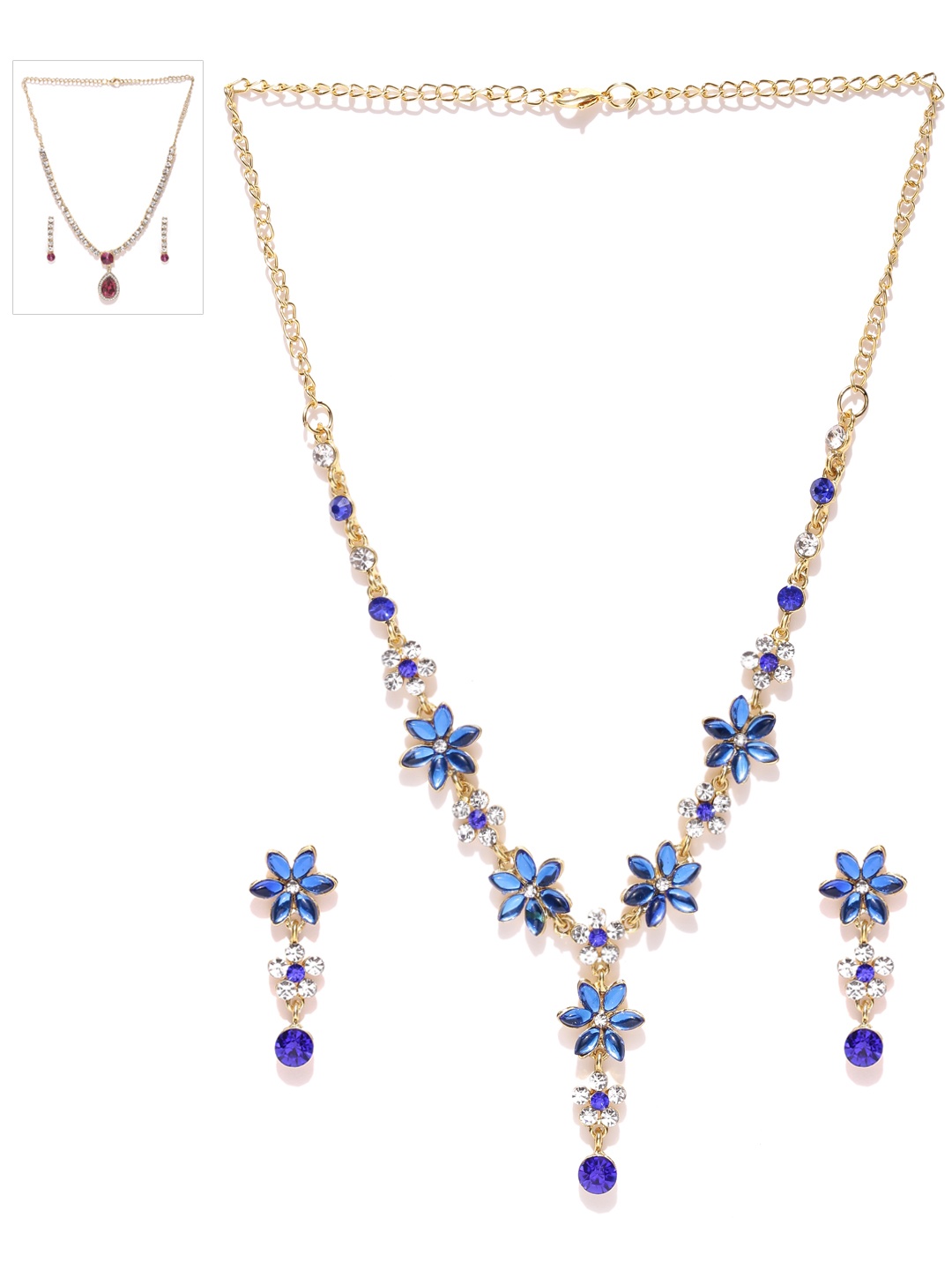 

Zaveri Pearls Set of 2 Gold-Toned Stone-Studded Jewellery Sets