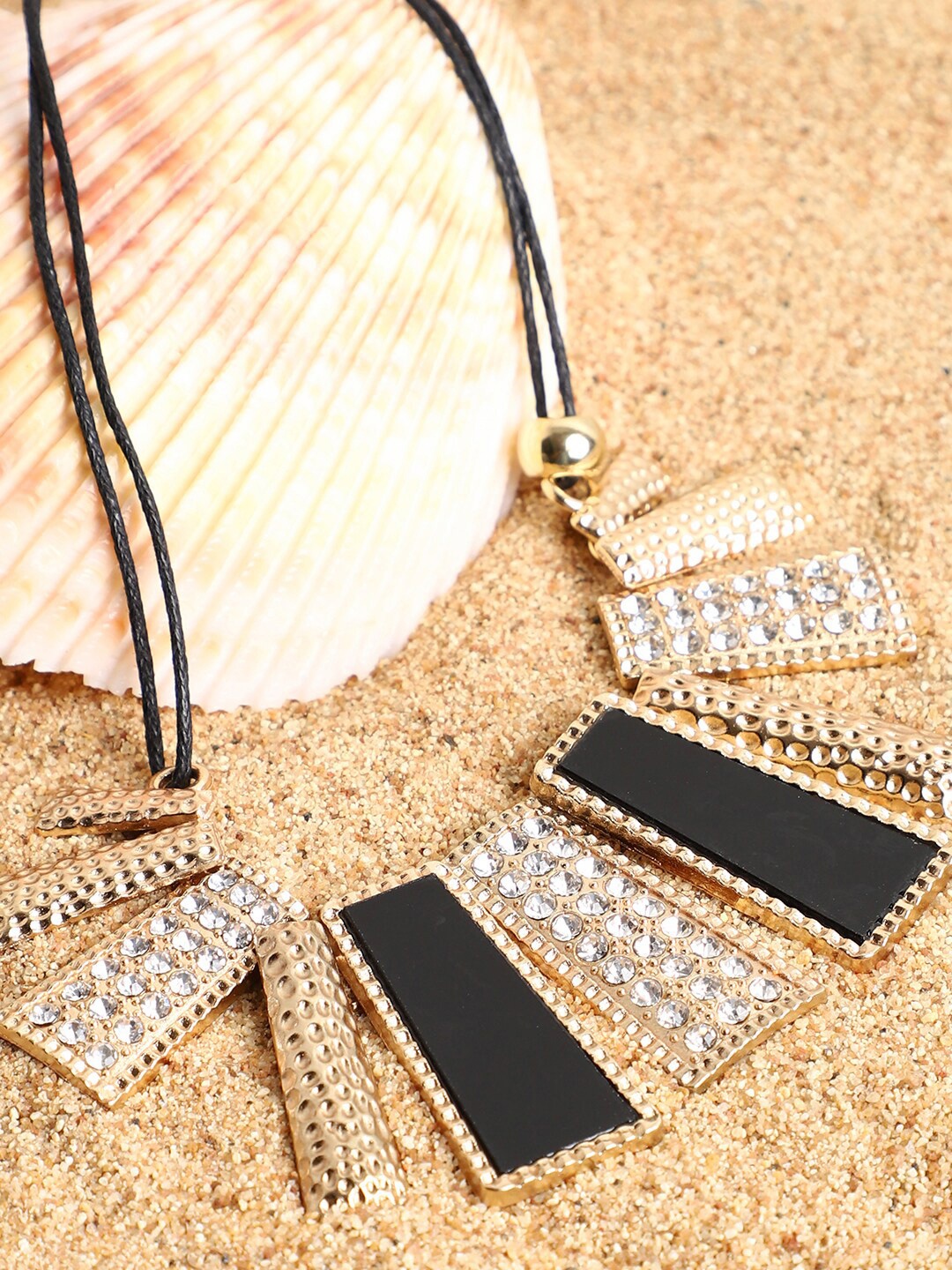 

SOHI Women Gold-Plated & Black Statement Necklace
