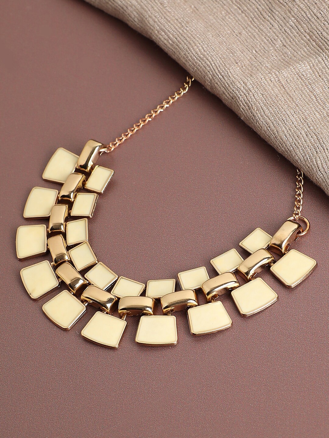 

SOHI Women Gold-Plated & White Statement Necklace