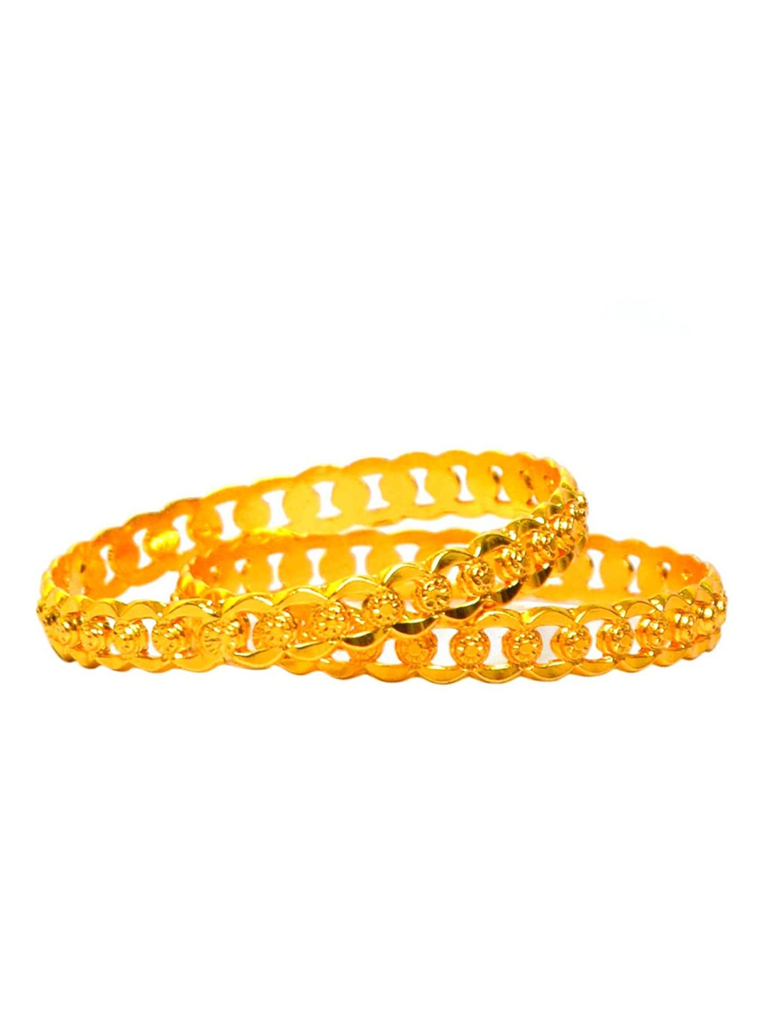 

Mallepula Set of 2 Gold-Plated Flower Design Bangles