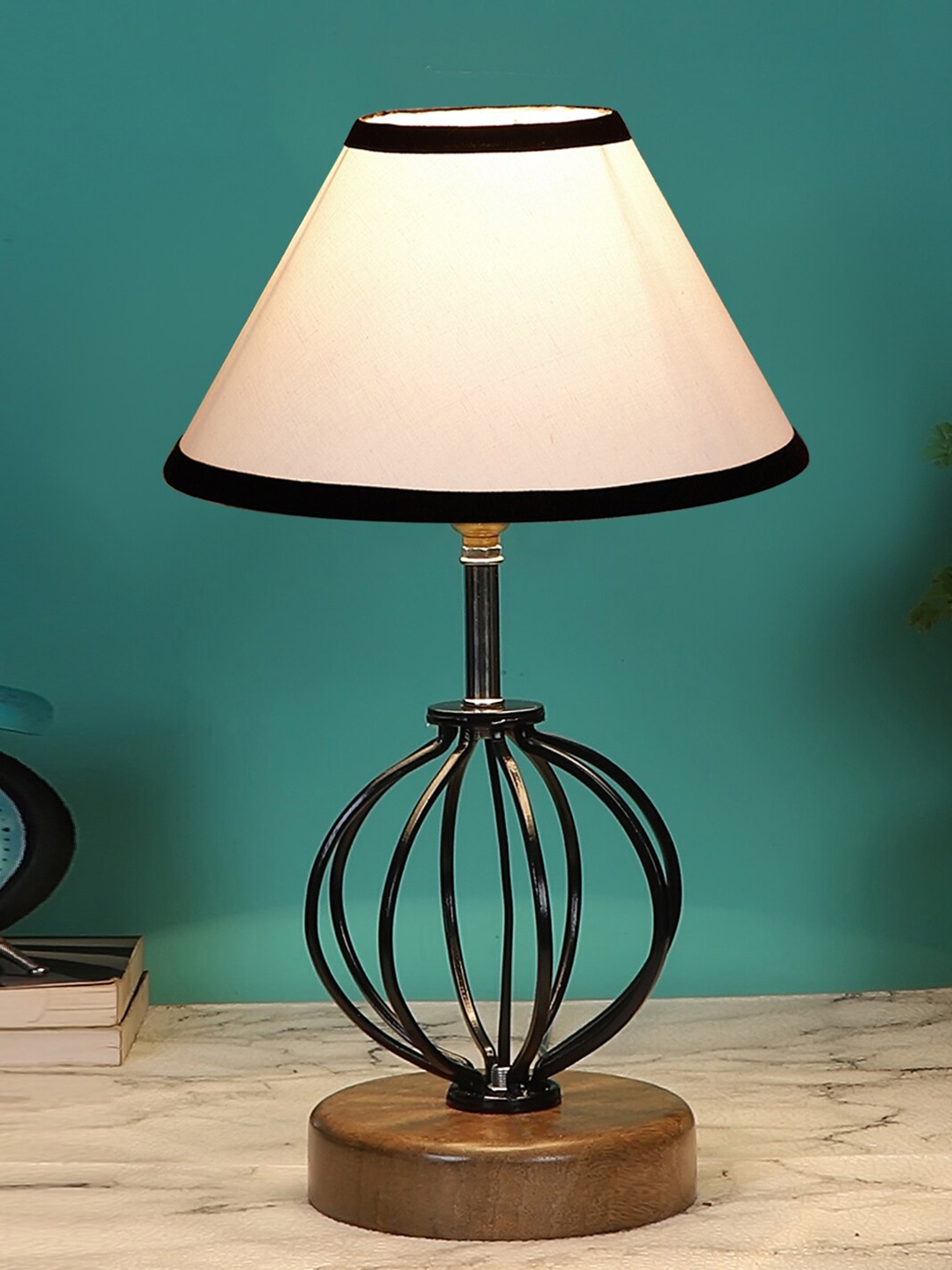 Devansh White & Black Solid Metal Table Lamps