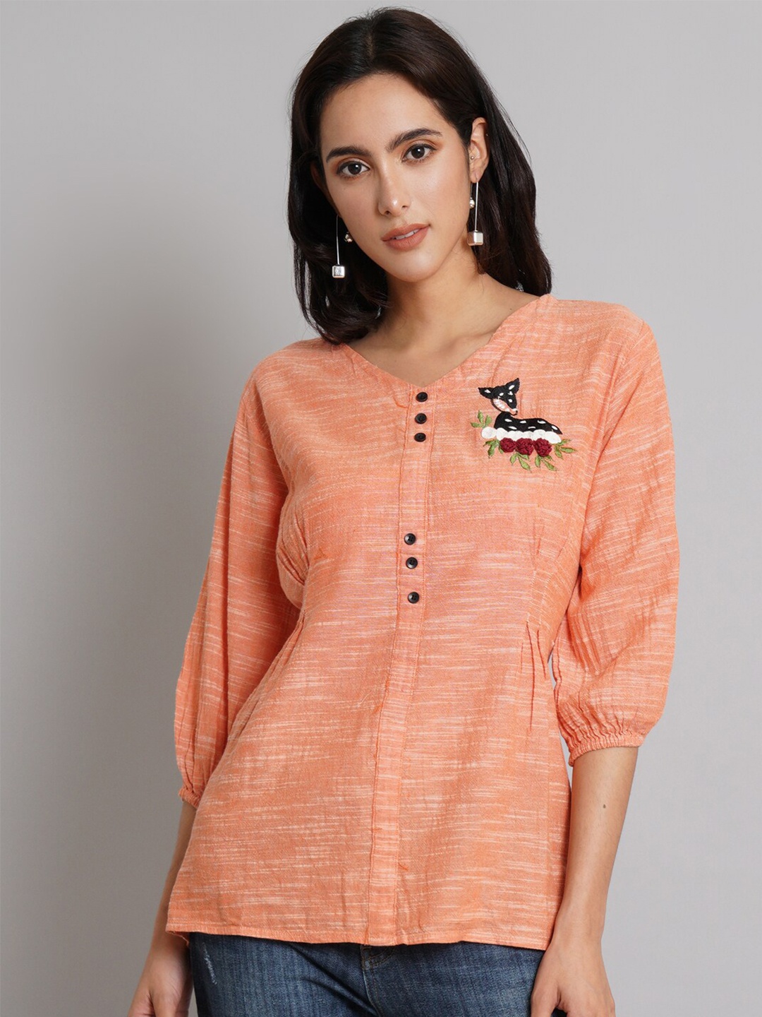 

Risirioutfit Orange Solid Longline Top