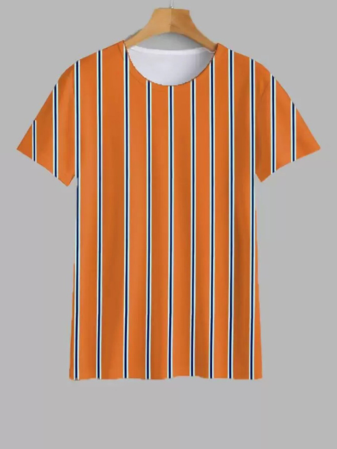 

Rodzen Men Mustard Yellow Striped T-shirt