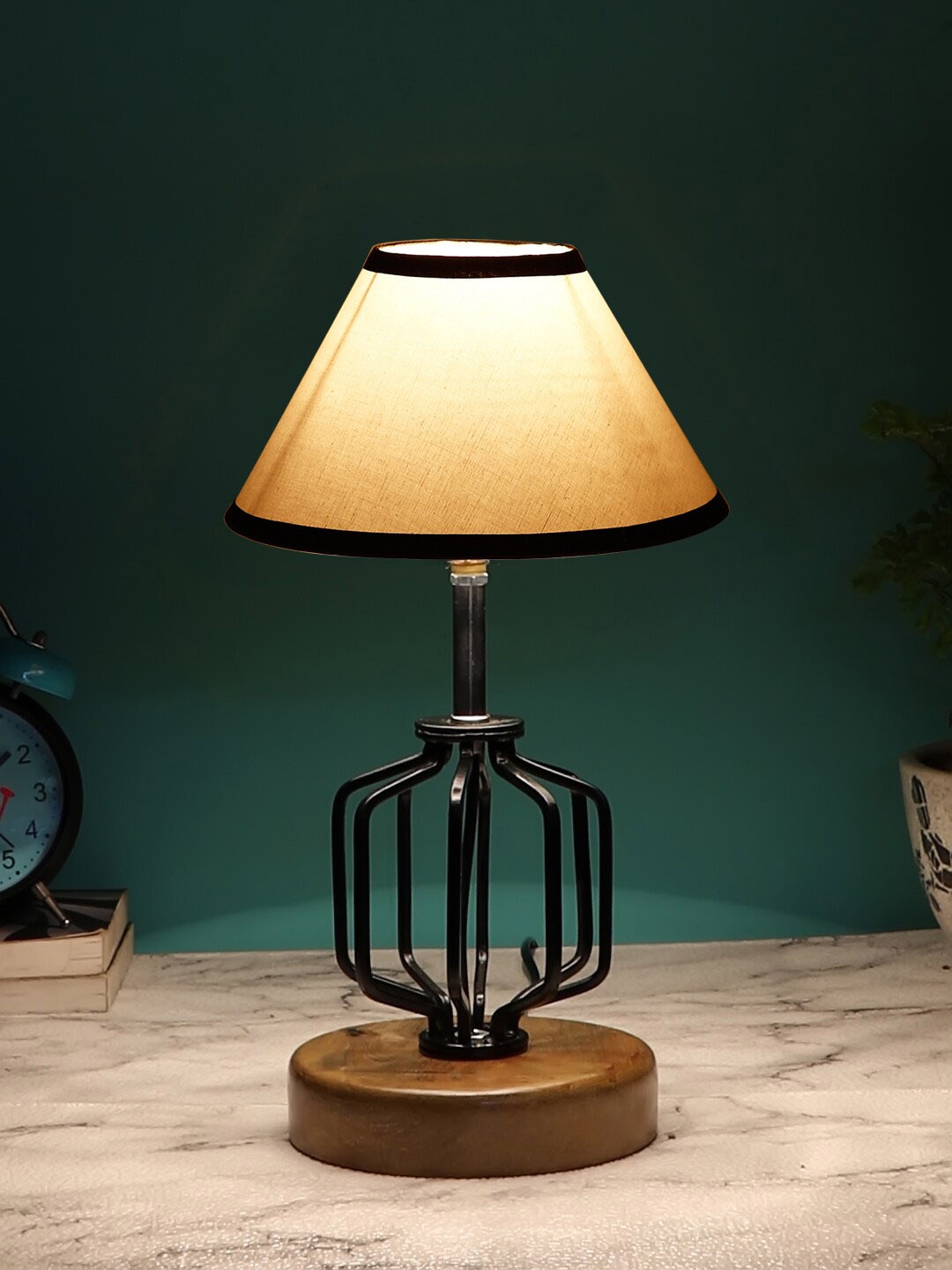 Devansh White & Black Solid Metal Table Lamps