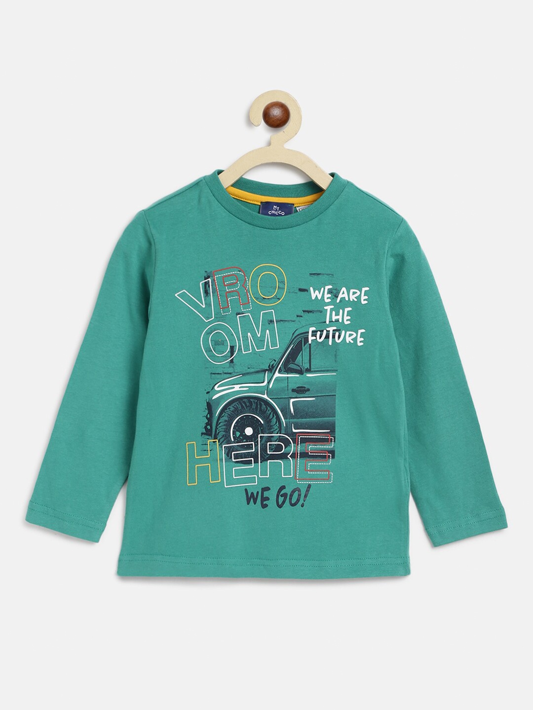 

Chicco Boys Green Typography Printed Pure Cotton T-shirt