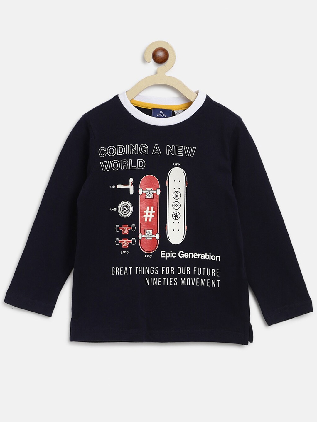 

Chicco Boys Navy Blue Typography Printed Pure Cotton T-shirt