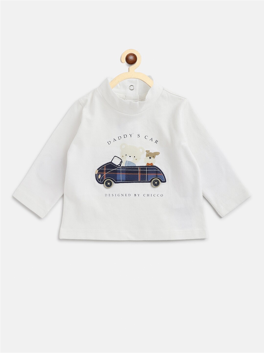 

Chicco Boys White Printed Pure Cotton Applique T-shirt